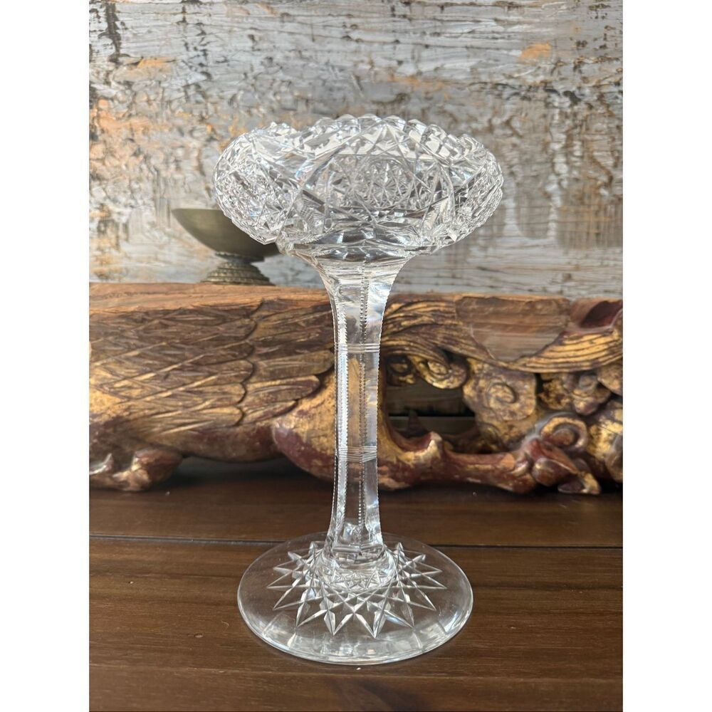 Elegant antique American Brilliant Period–style cut crystal compote heavy - Picture 1 of 9